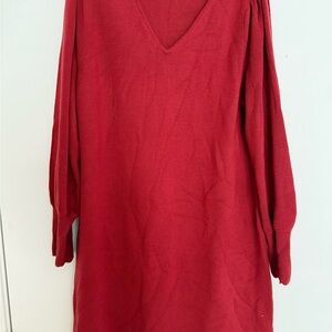 Red/orange V-Neck Sweater Dress Talbots XL